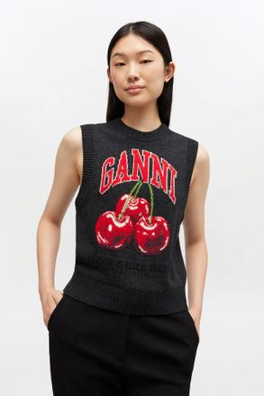 Ganni Mixed Graphic Wool Vest