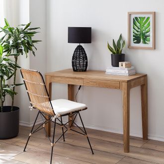 Ars Natura home24 Ars Natura Schreibtisch Marsens I Wildeiche Massiv 110x76x55 cm (BxHxT)