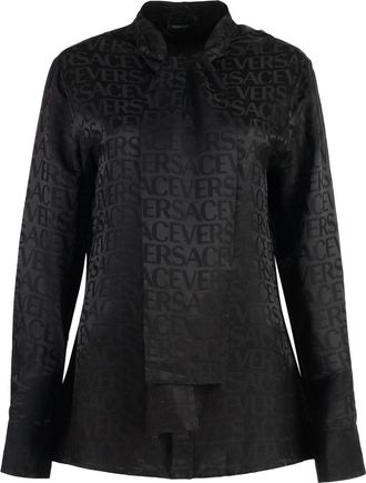 Versace Womens Printed Satin Blouse - Black viscose - Size EU 36 (Womens)