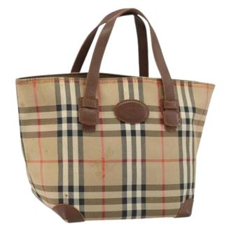 Burberry Pre-owned Vintage Canvas Handtas - Dames - Vintage Shopper - Bruin - ONE Size - Leer - Vintage