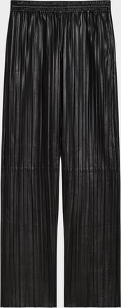 Helmut Lang Pull-On Pleated Leather Car Trousers