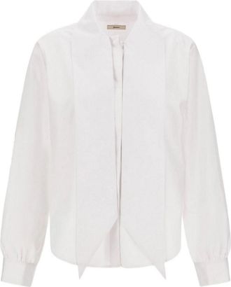 Herno White Cotton Shirt With Lavallire Collar