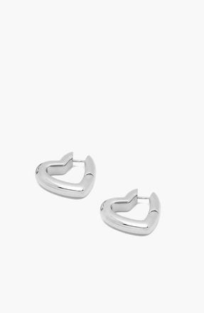 Yoj Loff Mini Heart Hoop Earrings in Silver at Nordstrom