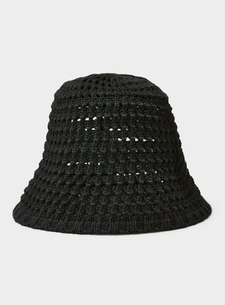 Simons Womens Openwork knit Cloche Hat