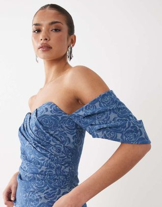 Asos Top a portafoglio in denim blu stile corsetto