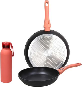 Tognana Set of 2 pans 24/28 cm+LOVE PLA CORAL aluminum bottle