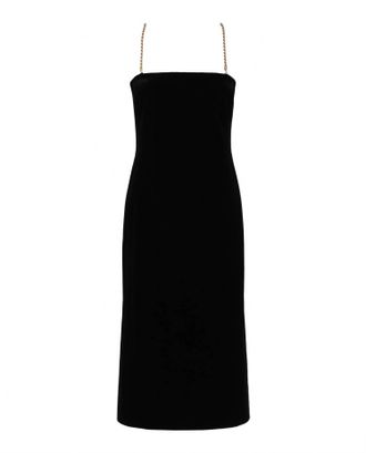 Ferragamo Womens Midi Tube Dress With Twisted Chain Straps In Black