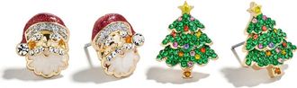 BaubleBar Assorted 2-Pack Spruced Up Santa Stud Earrings in Gold Multi at Nordstrom
