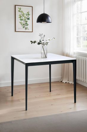 Julian Bowen Miami Square Stone Top 4 Seater Dining Table in White
