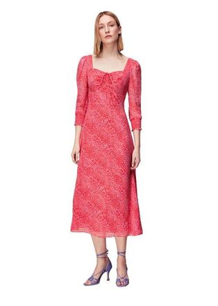 Whistles Diagonal Leopard Midi Dress in Pink/multi at Nordstrom, Size 12