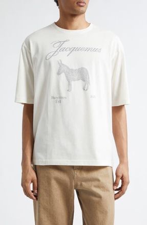 Jacquemus Le T-Shirt &Acirc;ne Graphic T-Shirt in Donkey Jacquard White at Nordstrom, Size Xx-Large
