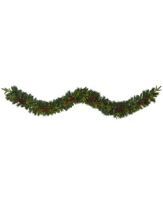Nearly Natural 9Ft Mixed Pine Artificial Christmas Garland With 50 Clear Led Lights