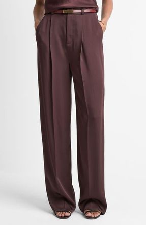 Vince Wide Leg Pleated Pants in Dark Fig at Nordstrom, Size 6