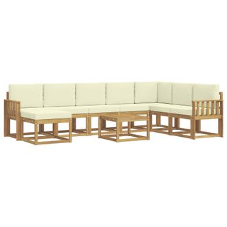 vidaXL Conjunto De Sof&aacute;s De Exterior Con Coj&iacute;n 9 Pcs Blanco Y Crema Vidaxl