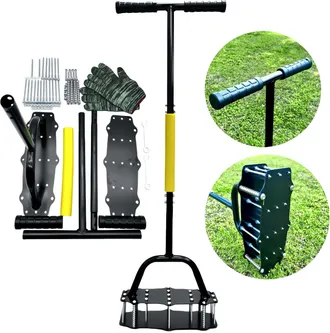 OEM Arieggiatore Manuale Per Prato, Attrezzo A 17 Punte Con Molla Automatica Per La Pulizia Di Terra E Foglie, Con Guanti E Pedale Di Supporto Per La Schi