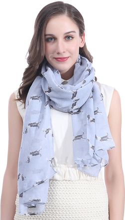 Lina & Lily Basset Hounds Dogs Print Large Scarf Lightweight (Light Blue)(Size: 180cm x 90cm)
