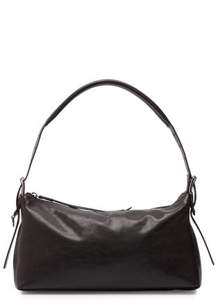 Christophe Lemaire Belted Baguette Leather Shoulder bag - Dark Brown - One Size