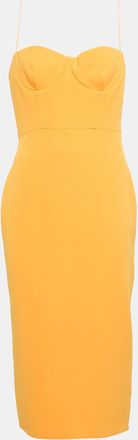 Alex Perry Orange Stretch Crepe Lee Midi Dress
