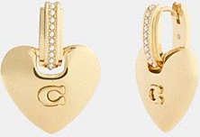 Coach Signature Heart Statement Drop Earrings