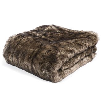 Maisons du monde Manta de imitaci&oacute;n de piel marr&oacute;n 150 x 180cm