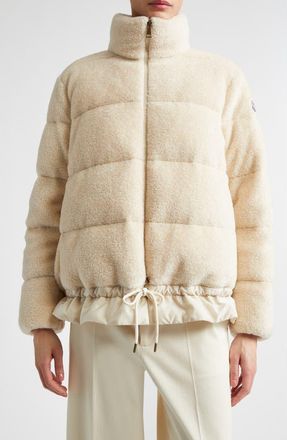 Moncler Cedre Teddy Down Jacket in Beige at Nordstrom, Size 5
