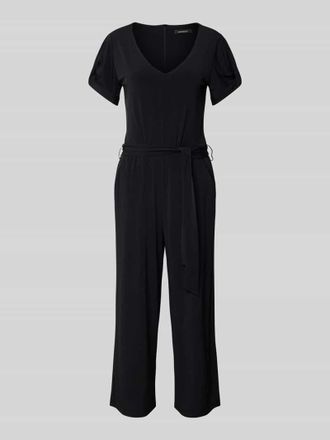 More & More Jumpsuit mit V-Ausschnitt und Bindeg&uuml;rtel in Black, Gr&ouml;&szlig;e 46