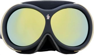Moncler ML0130 Oversized Rounded Lens Ski Goggles - Black
