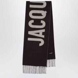 Jacquemus Sciarpa marrone in lana con logo