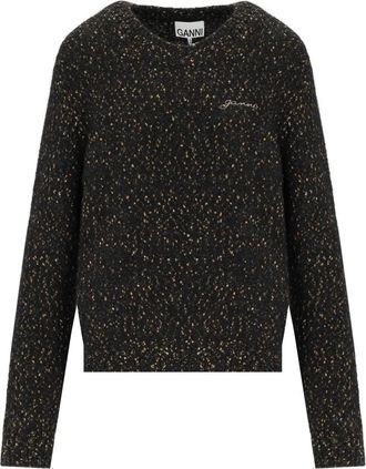 Ganni Melange Black Crewneck Jumper