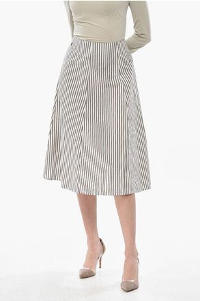 Woolrich Flared Striped Midi Skirt With Gold Zip size Xs