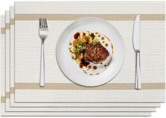 OEM Manteles Individuales Lavables, Juego De 4 Piezas De Pvc Resistentes Al Calor, Antideslizantes, Ideales Para Cocinas De Fiestas Navide&ntilde;as. - Cubiertos