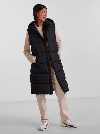 Pieces Steppweste PIECES PCBEE NEW LONG PUFFER VEST NOOS BC, Damen, Gr. XL, schwarz, Steppware, Obermaterial: 100% Polyester, unifarben, knielang, Westen Ste