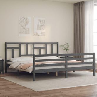 Berkfield Home Bed Frame with Headboard Grey 200x200 cm Solid Wood
