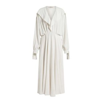Alberta Ferretti Abito lungo in satin Enver con rouches - - Dresses - Donna - Bianco - M