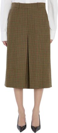 Saint Laurent Rokken, Dames, Bruin, M, Wol, Plaid Wide-Leg Wool Blend Culottes