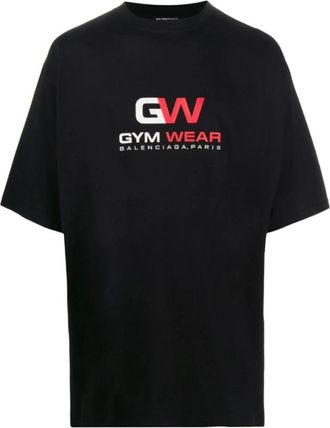 Balenciaga Oversized T-shirt met bedrukt logo - Heren - T-shirts - Zwart - 2XS - Katoen - Tops