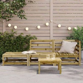 Berkfield Home Garden Sofa with Footstool 2-Seater Impregnated Wood Pine in Brown