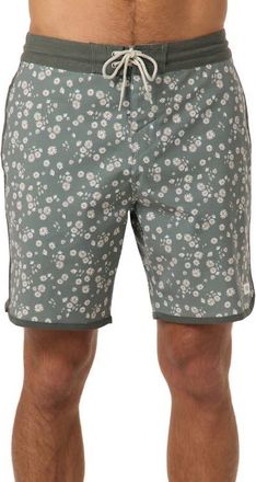O'Neill Cruzer Stripe Scallop Board Shorts in Mulled Basil at Nordstrom, Size 34
