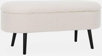 Sweeek Banco De Arc&oacute;n, Extremo De La Cama Con Revestimiento De Borreguito, Sherpa, Crudo, 112x44x50 Cm