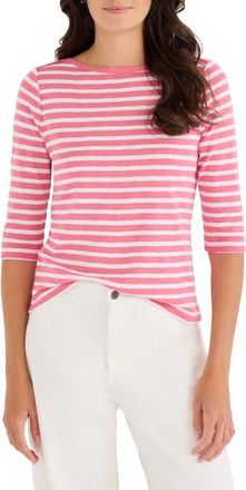 Nic+Zoe Stripe Boat Neck T-Shirt in Raspberry Mix at Nordstrom, Size Xx-Large