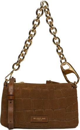 My Best Bags Firenze Reflex Suede Tas - Dames - Tassen - Bruin - Maat: ONE Size Su&egrave;de