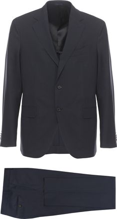 Caruso Blue Peak Lapel Wool Suit