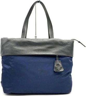 Prada Pre-owned Tote Bags, female, Blue, Size: ONE SIZE Pre-owned Leather prada-bags