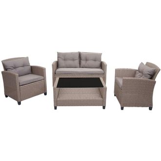 Hhg Set salotto giardino esterno salottino elegante 089 xxl con cuscini grigio