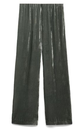 Mango Velvet Lounge Pants in Green at Nordstrom, Size Small