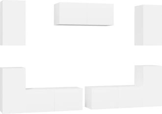 vidaXL 7 Piece TV Cabinet Set White Engineered Wood vidaXL