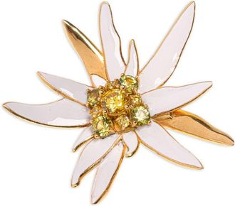 Bally Edelweiss crystal-embellished brooch - women - Zinc/Copper/glass - One Size - White