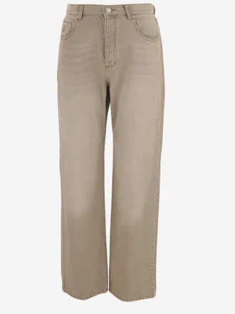 By Malene Birger Washed Cotton Denim Jeans - Beige