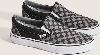 Vans Mens Classic Slip-On Shoes In Checkerboard Black Pewter