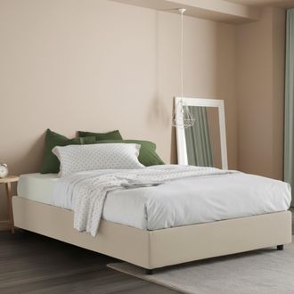 Talamo Italia Dmora - Cama De Plaza Y Media Daccardi, Cama Contenedor Con Revestimiento De Tela, 100% Made In Italy, Apertura Frontal, Adecuado Para Colch&oacute;n Cm 120x